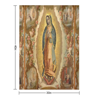 Virgin of Guadalupe with The Four Apparitions by Juan De Sáenz Quick-dry Throw Blanket