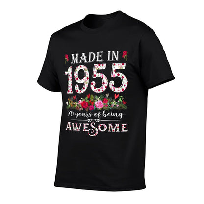70 Year Old Being Awesome Made In 1955 Floral 70th Birthday  Slim-fit Cut T-Shirt
