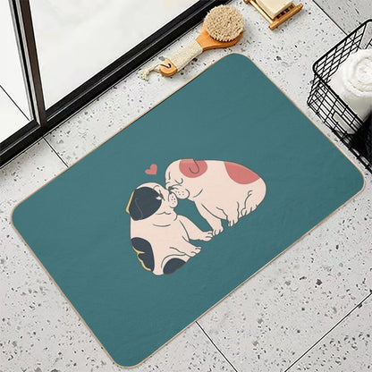 English Bulldog Kisses  Rapid-Drying Bath Mat