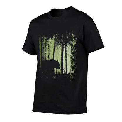Twilight Forest Outdoor Romantic Grizzly Bear Silhouette  Eco-friendly Material T-Shirt