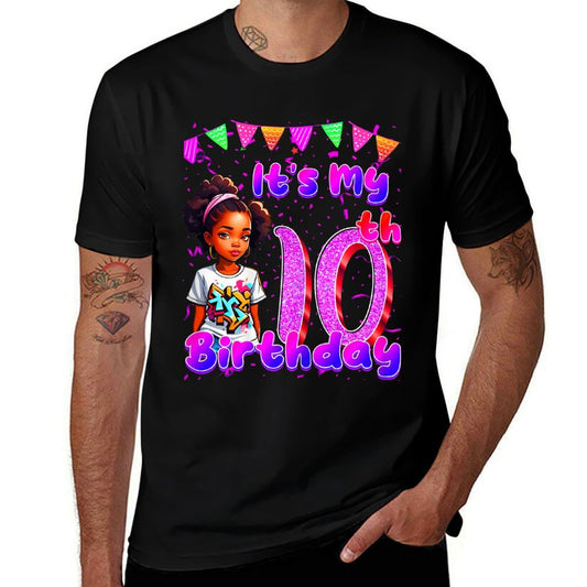 Its My 10th Birthday African American Black Girl 10 Year Old  Polyester Blend T-Shirt