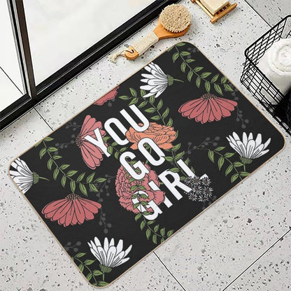 You Go Girl with Florals  Slip-Resistant Bath Mat