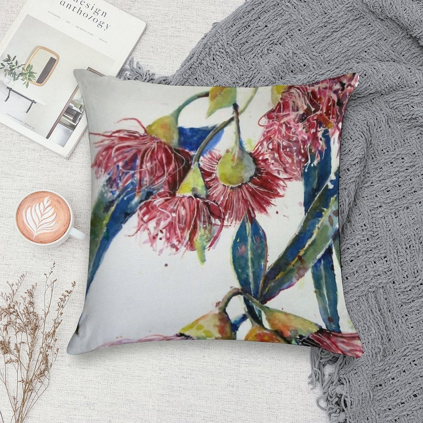 Eucalyptus Gum Blossoms2 Soft Durable Construction Throw Pillow