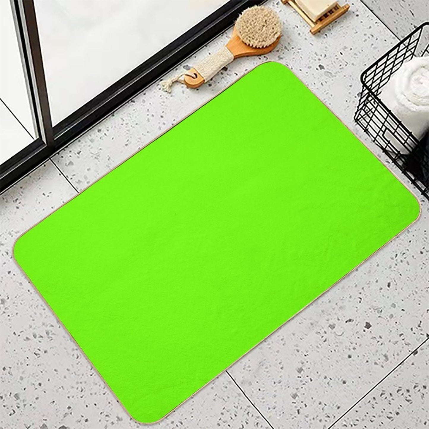 Super Bright Fluorescent Green Neon  Easy To Clean Bath Mat