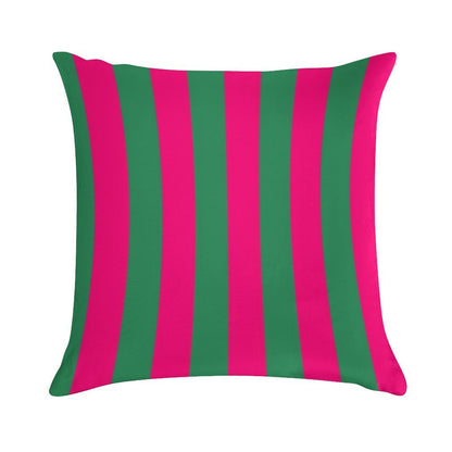 Pink And Green Stripes Soft Easy Maintenance Throw Pillow