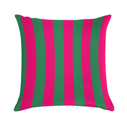 Pink And Green Stripes Soft Easy Maintenance Throw Pillow