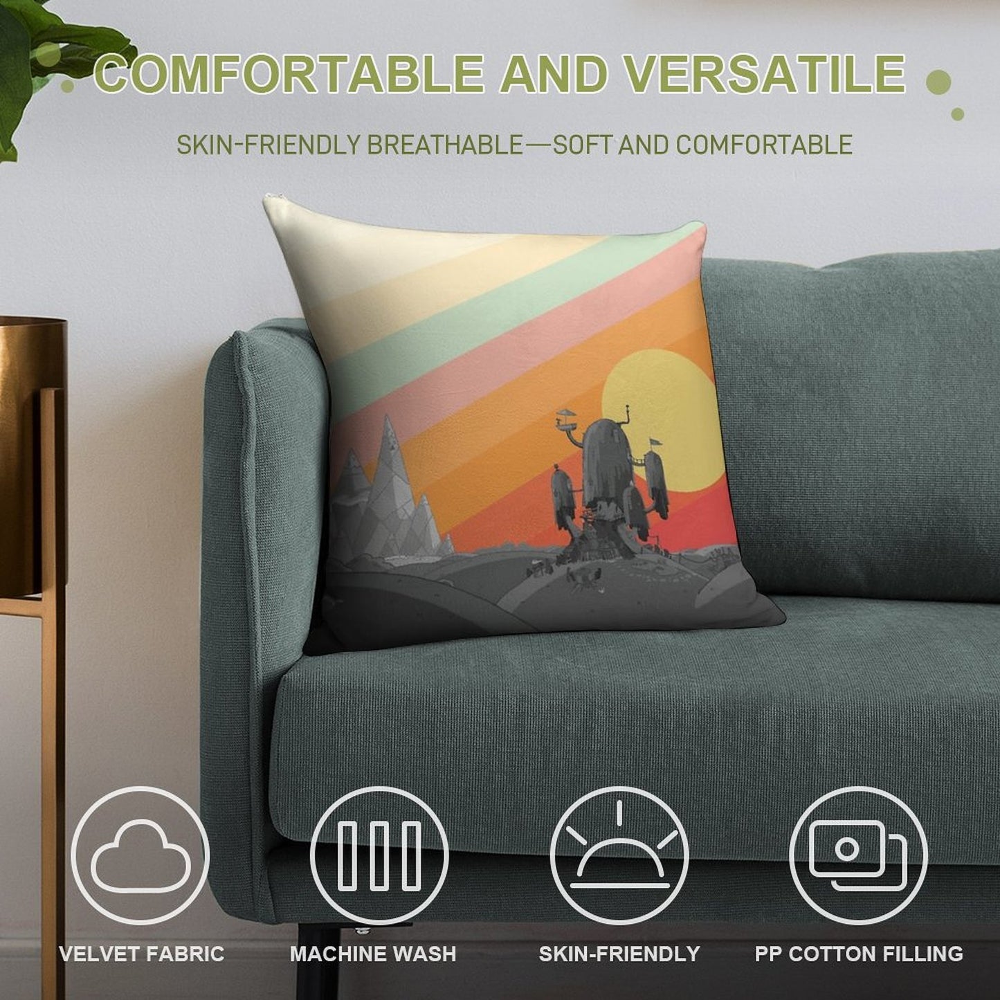 Land Of Ooo (Adventure Time) Soft Fade-Resistant Throw Pillow