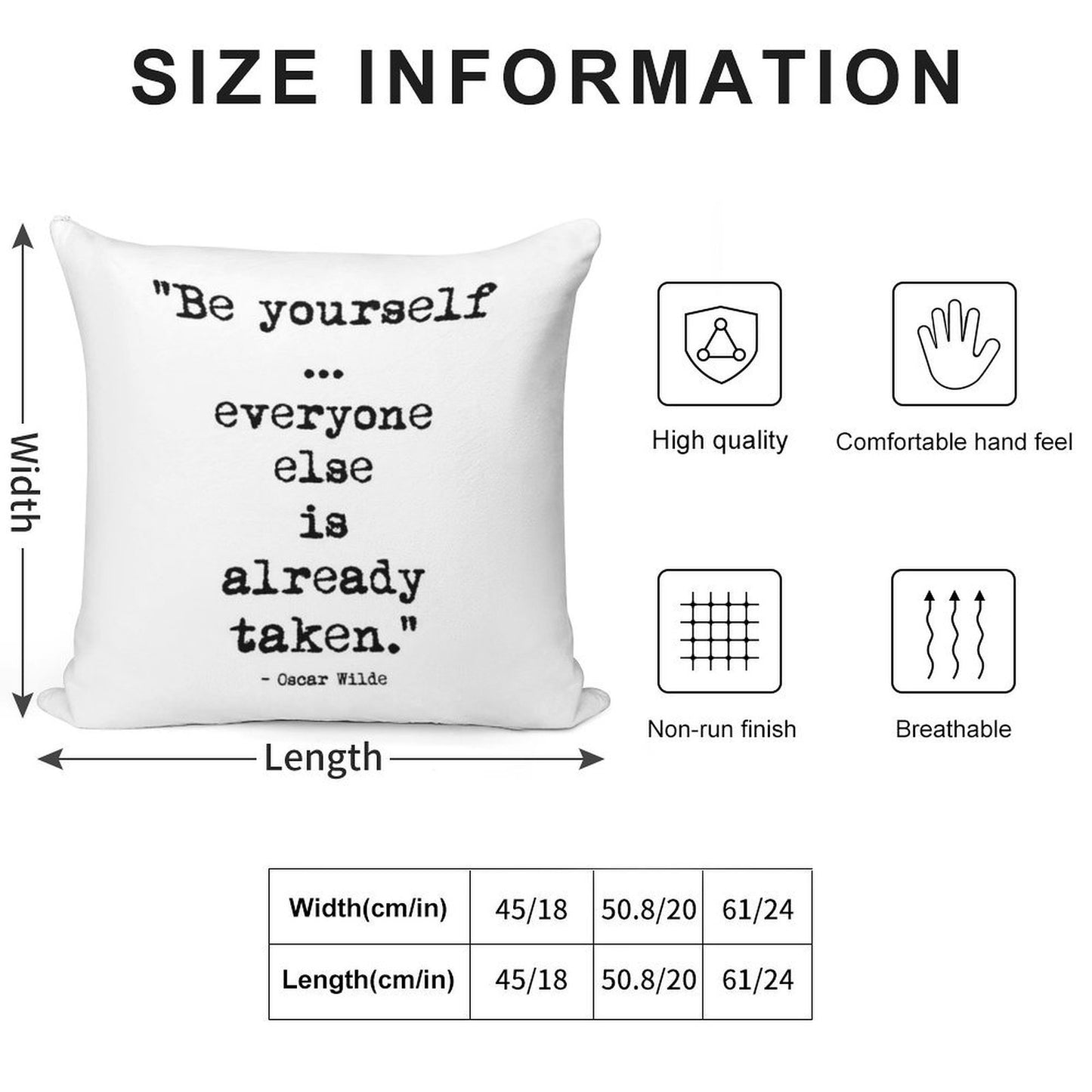 Oscar Wilde Be Yourself Soft Shrink-Resistant Throw Pillow