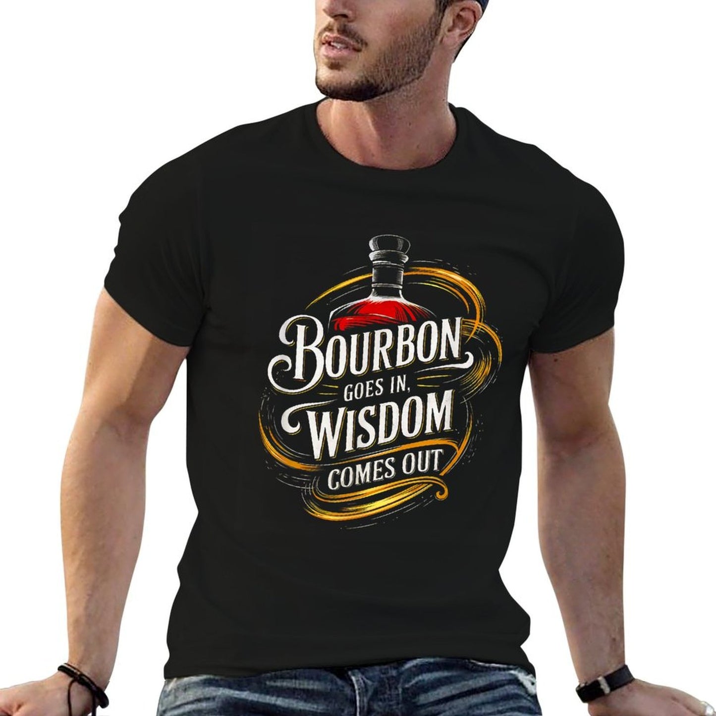 Bourbon Goes in Wisdom Comes Out  Soft T-Shirt