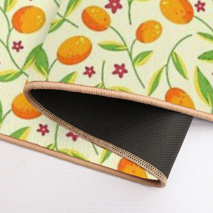 Orange Citrus Floral Pattern – Seamless Summer Fruit Botanical Illustration  Odorless Bath Mat