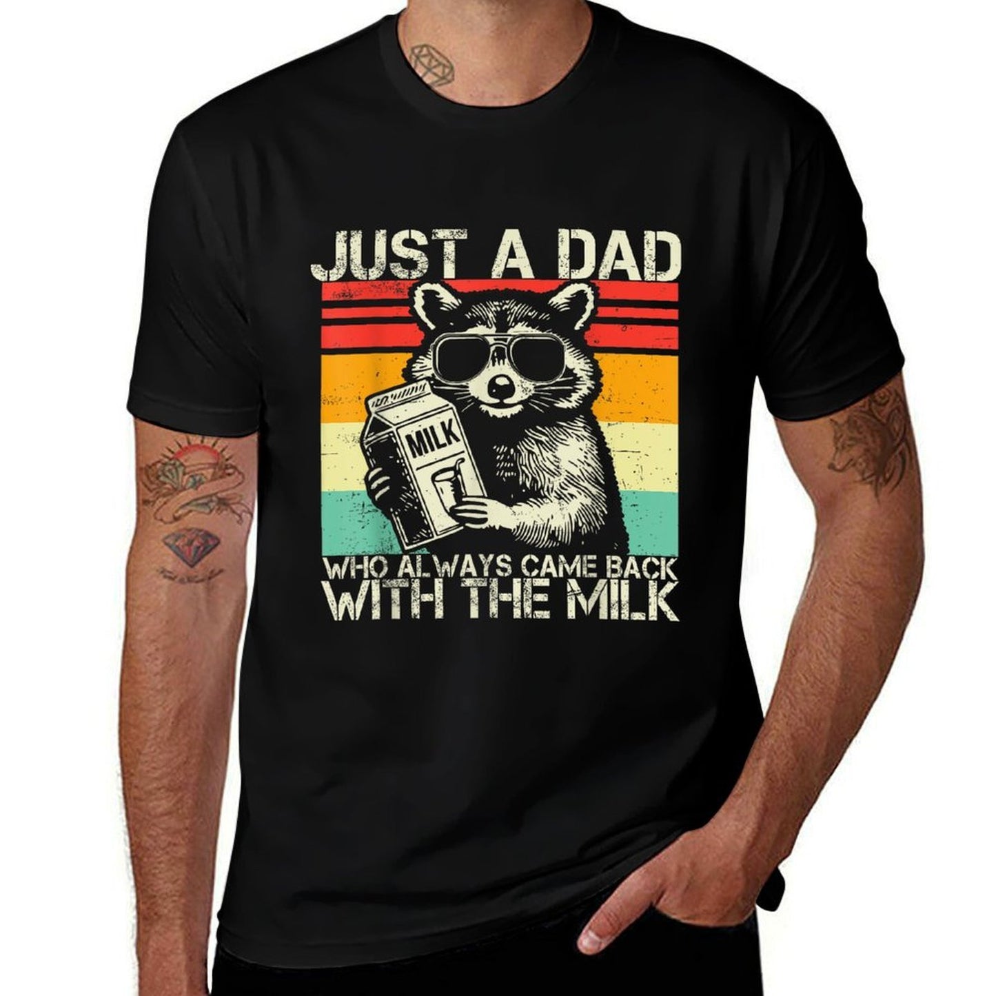 Just A Dad Who Always Came Back With The Milk Fathers Day  Oversized Silhouette T-Shirt