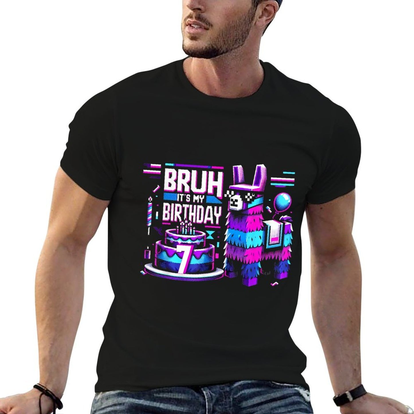 Bruh Its My 7th Birthday Llama Pinata Boy Girl Party Bday  Quick-drying T-Shirt