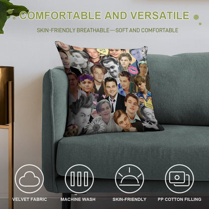 Leonardo DiCaprio Collage Soft Home Decor Throw Pillow
