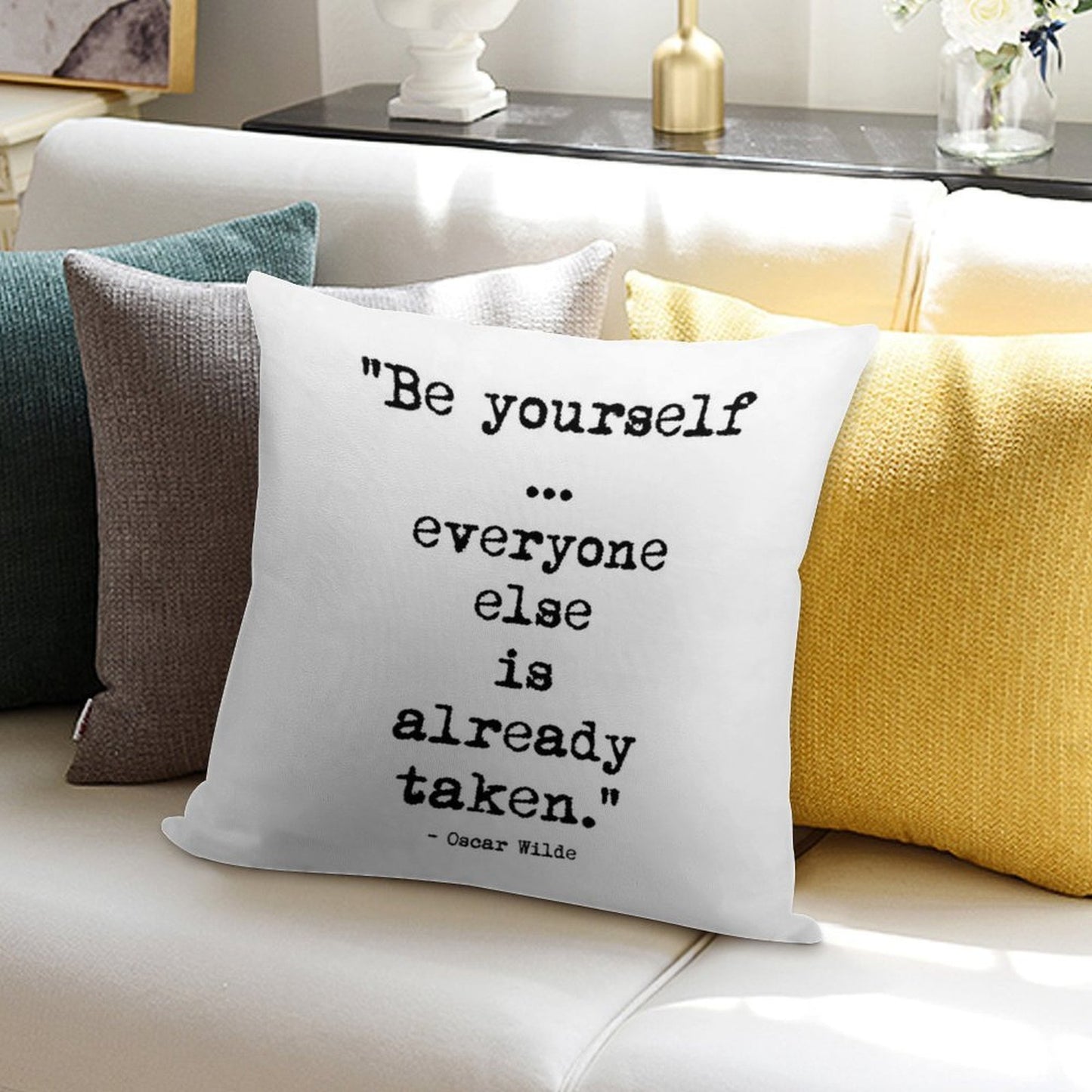 Oscar Wilde Be Yourself Soft Shrink-Resistant Throw Pillow