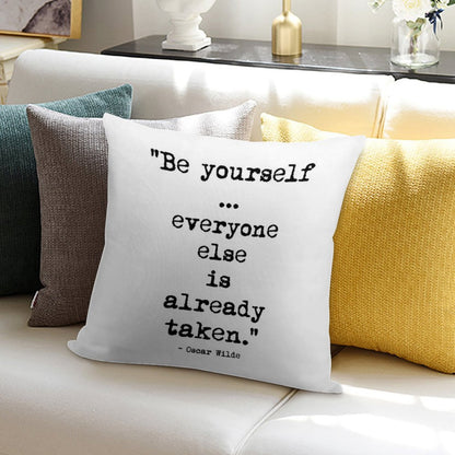 Oscar Wilde Be Yourself Soft Shrink-Resistant Throw Pillow