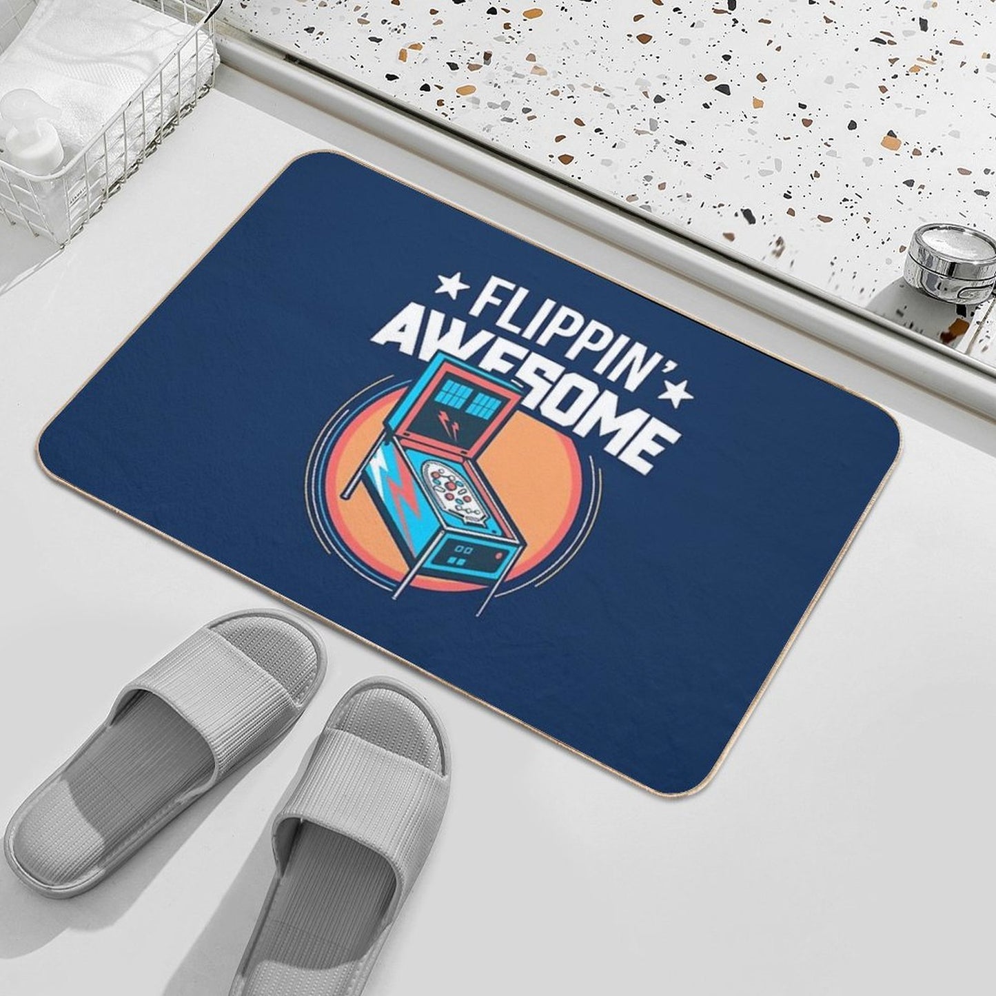 Pinball Shirt For Men Flippin' Awesome Flipping Arcade Gift Durable Bath Mat