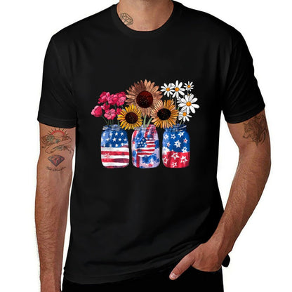 Sunflower Daisy Flower American Graphic For Men Women  Fade-proof Color T-Shirt