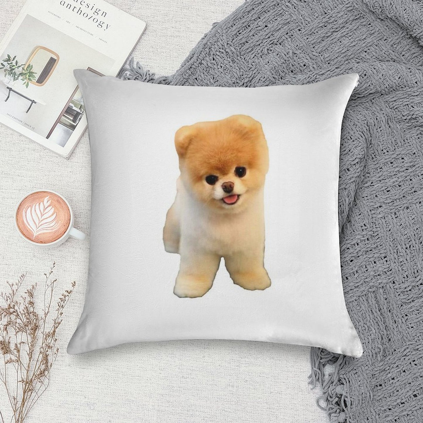 Cute Boo Puppy Soft Anti-Pilling Throw Pillow