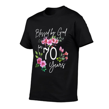 Blessed By God For 70 Years Rose Flower Happy 70th Birthday  Oversized Silhouette T-Shirt