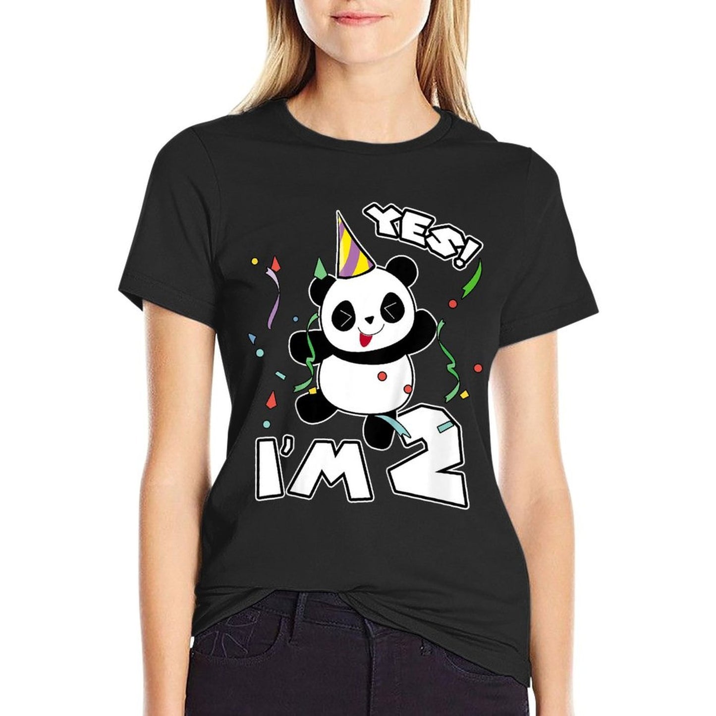 Kids 2nd Birthday Panda Yes I'm 2 Panda Costume Gift Idea  Eco-friendly Material T-Shirt