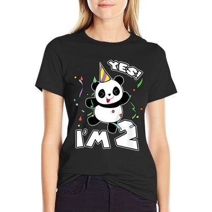 Kids 2nd Birthday Panda Yes I'm 2 Panda Costume Gift Idea  Eco-friendly Material T-Shirt