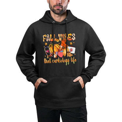 Fall Vibes  That Cardiology Life Pumpkin Leopard Gifts Medium-Weight Fabric Hoodie