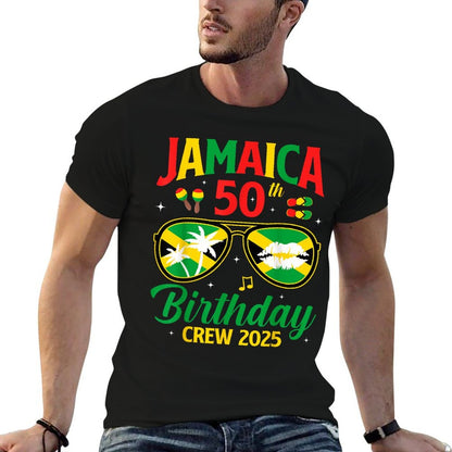 Birthday Crew Party 2025 Jamaica 50th Trip Sunglasses  Eco-friendly Material T-Shirt