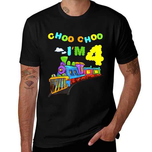 Choo Choo! I'm 4 Years Old Locomotive Train 4th Birthday  Lightweight T-Shirt