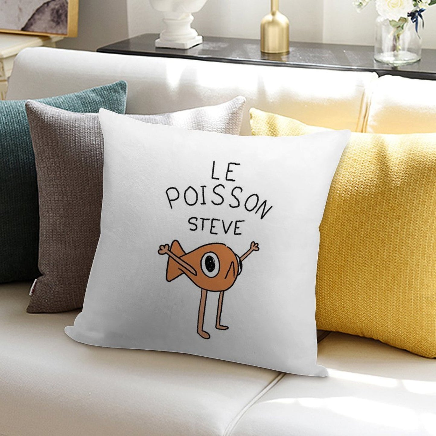 Le Poisson Steve Soft Ultra-Soft Texture Throw Pillow