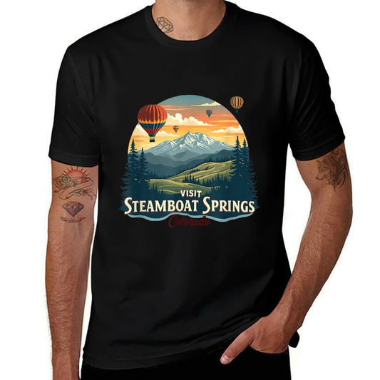 Steamboat Springs Colorado Skiing Sunset Hot Air Balloon  Classic T-Shirt