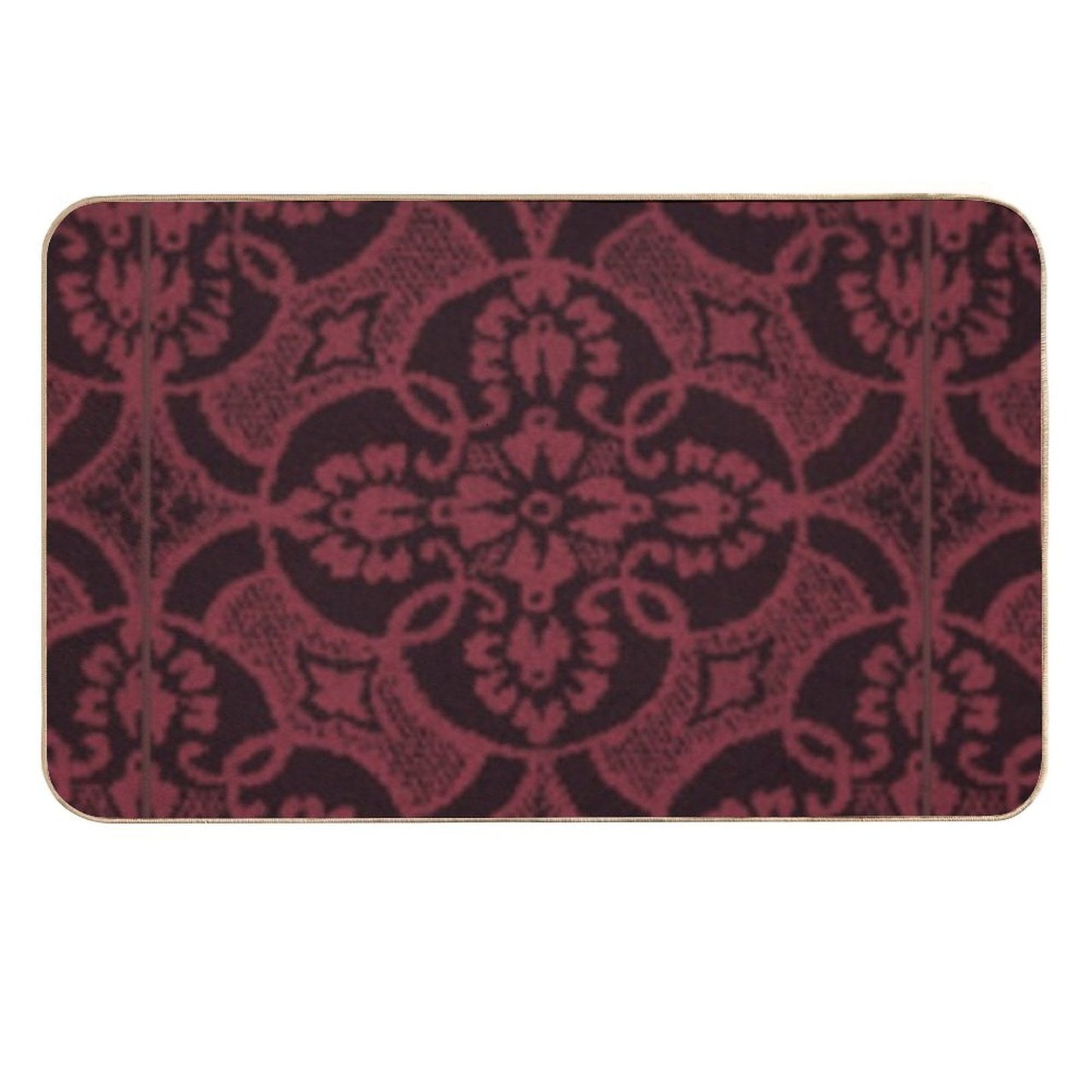 2023 Luscious Red Floral Pattern  Toxin-Free Bath Mat