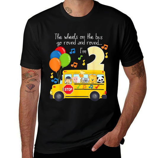 The Wheels On The Bus 2nd Birthday 2 Yrs Old Family Matching  Heathered Texture T-Shirt