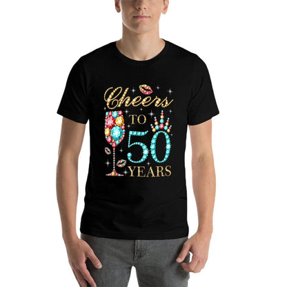 Cheers To 50 Years, 50 Years Old Women, 50 Birthday Cute  Rolled Sleeves T-Shirt