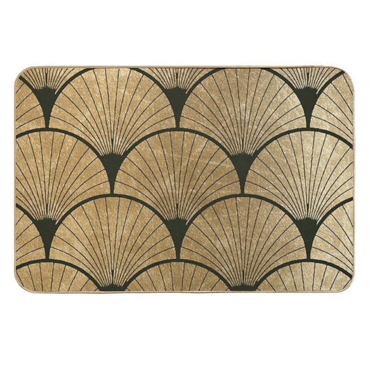 Art Deco Elegance - Golden Fan  Fade-Resistant Bath Mat
