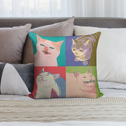 Four Meme Cats of The Apocalypse Soft Skin-Friendly Throw Pillow