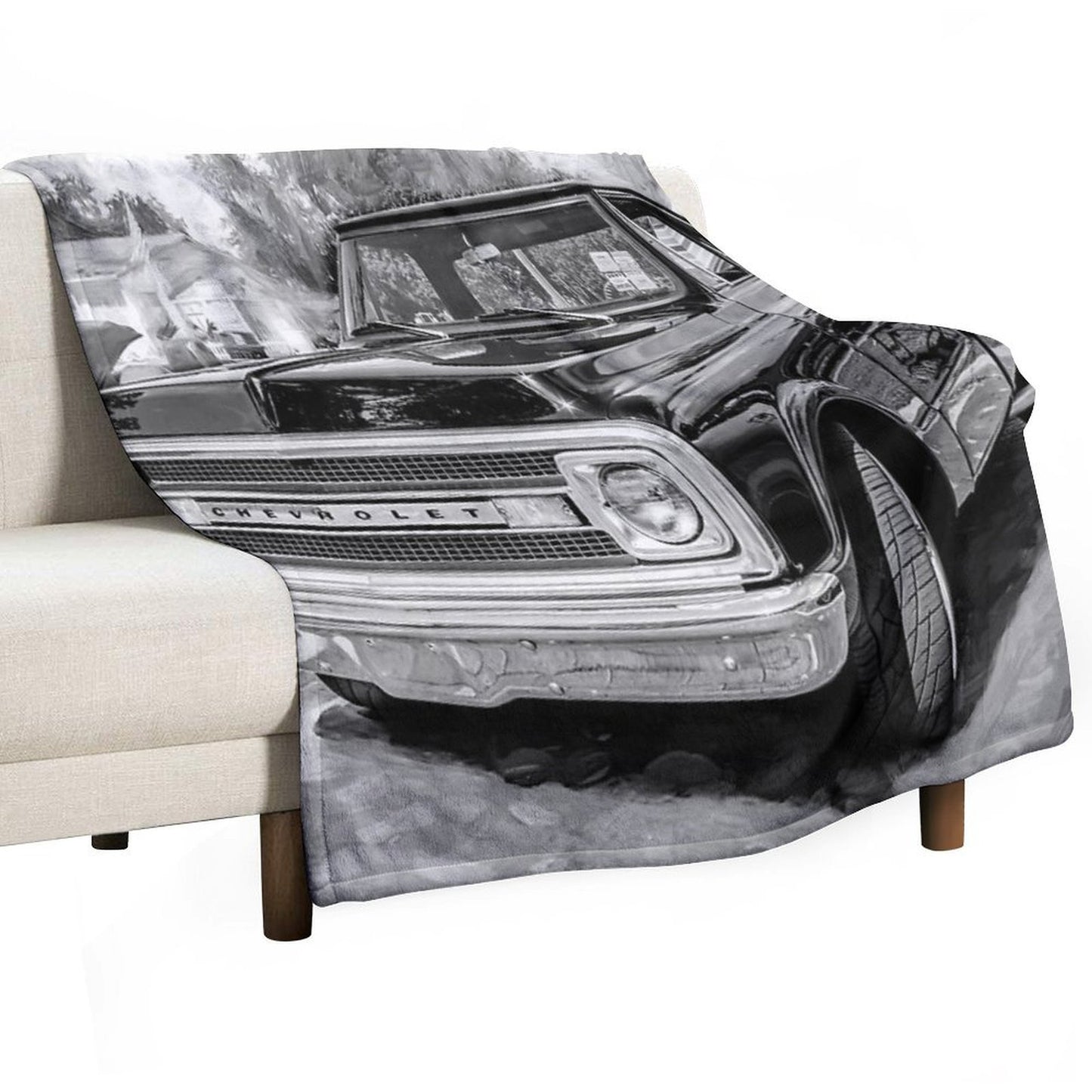 1969 Black Chevy C10 Pick Up Truck X110 Compact Throw Blanket