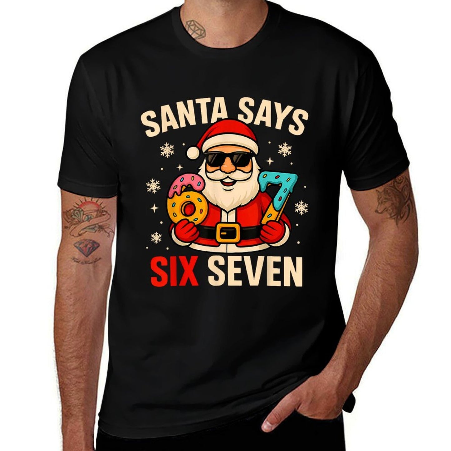 Santa Says Six Seven Funny 67 Meme Christmas Boys Men Women  Polyester Blend T-Shirt