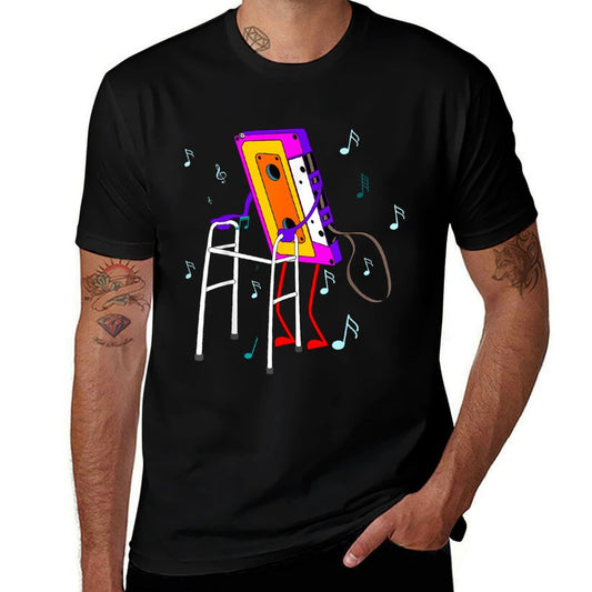 Cassette Tape Retro Vintage 70's 80's 90's Music  Rolled Sleeves T-Shirt