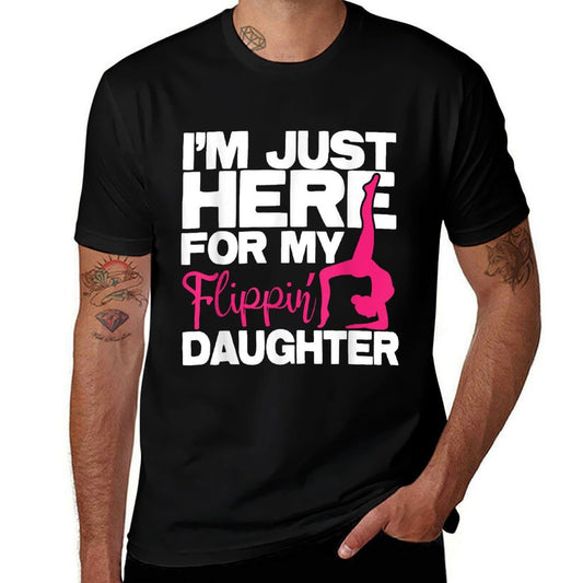 Funny Gymnasticss I'm Just Here For My Flippin' Daughter - Gymnastics Gymnast  Heathered Texture T-Shirt