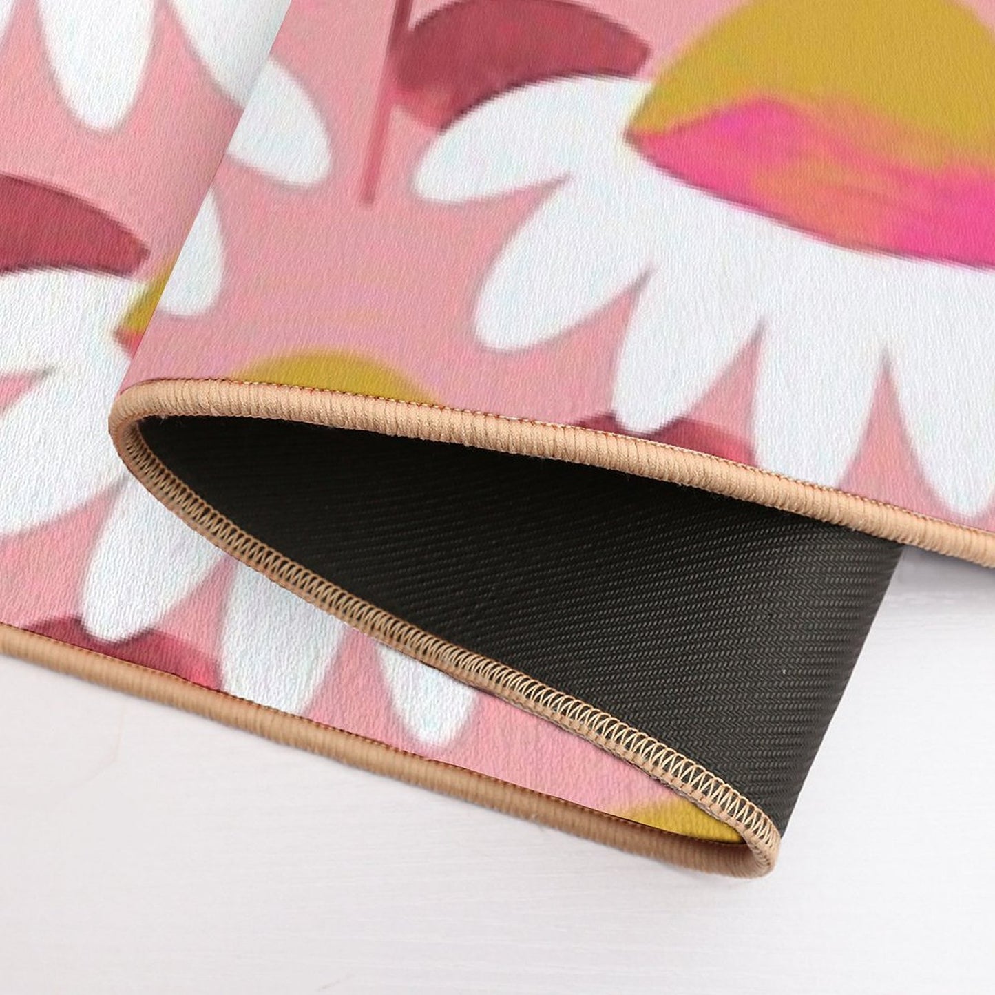 Floral Simplicity - Pink And Ochre  Stain-Proof Bath Mat