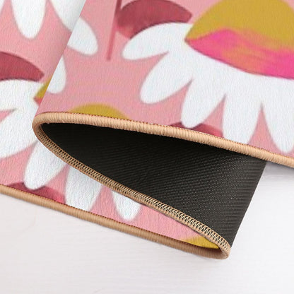 Floral Simplicity - Pink And Ochre  Stain-Proof Bath Mat