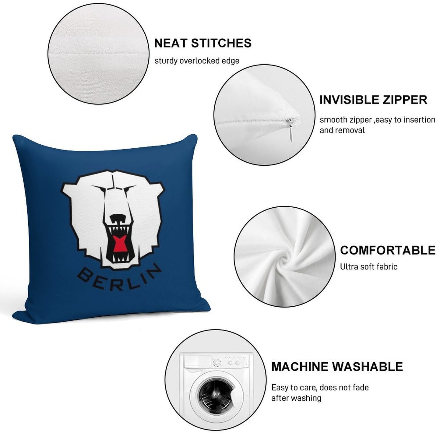 Eisbären Berlin Soft Skin-Friendly Throw Pillow