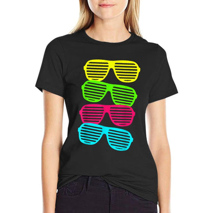 Neon Shutter Shades Cool Stack of Sunglasses Bright  Fade-proof Color T-Shirt