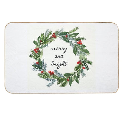 Merry And Bright Holiday Wreath  Versatile Bath Mat
