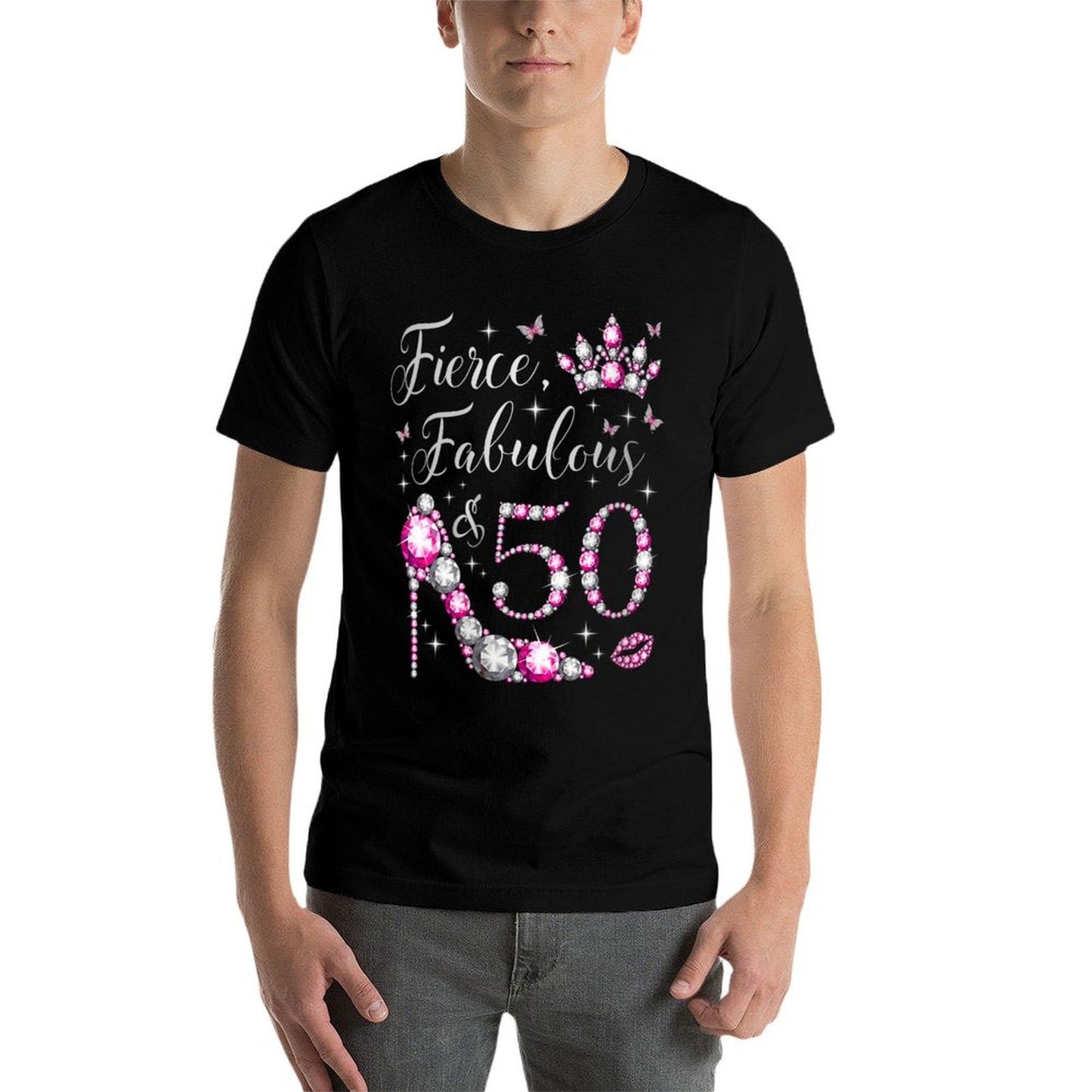 Fierce Fabulous & 50 Years Old 50th Birthday Pink Comfortable T-Shirt