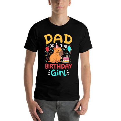 Dad Of The Birthday Girl Kids Cute Capybara Bday Family  Lightweight T-Shirt