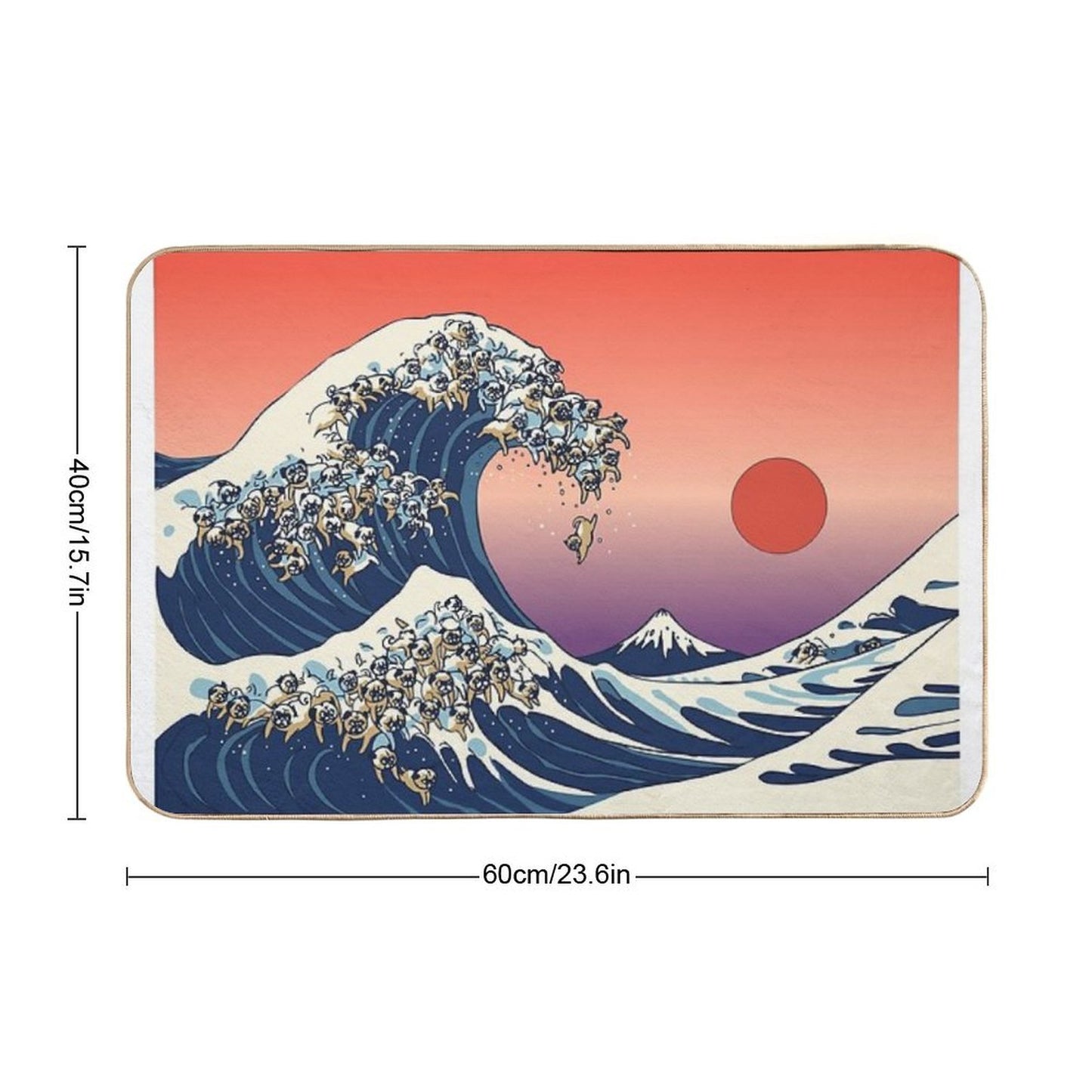 The Great Wave of Pug  Multi-Purpose Bath Mat
