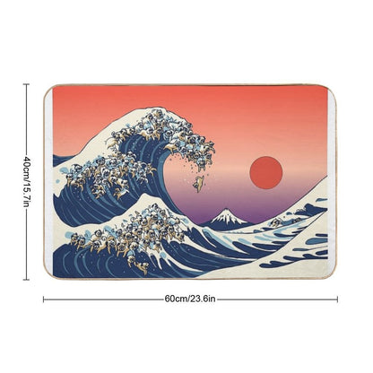 The Great Wave of Pug  Multi-Purpose Bath Mat
