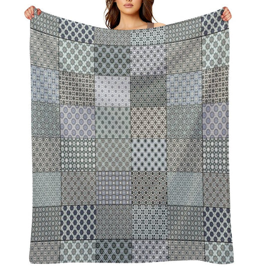 Gray Patchwork Anti-pilling Throw Blanket