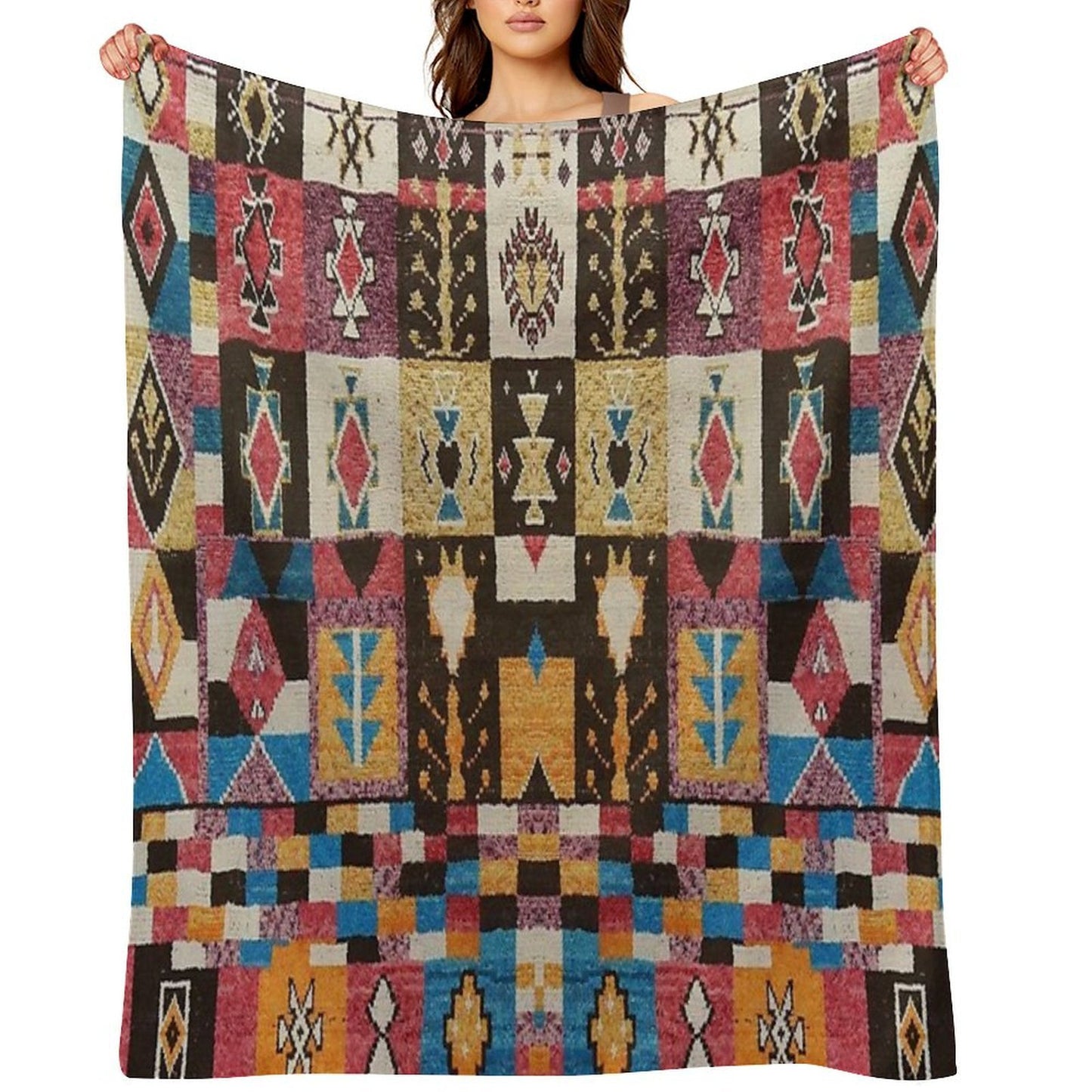 Moroccan Heritage Pattern Carpet All-season Throw Blanket